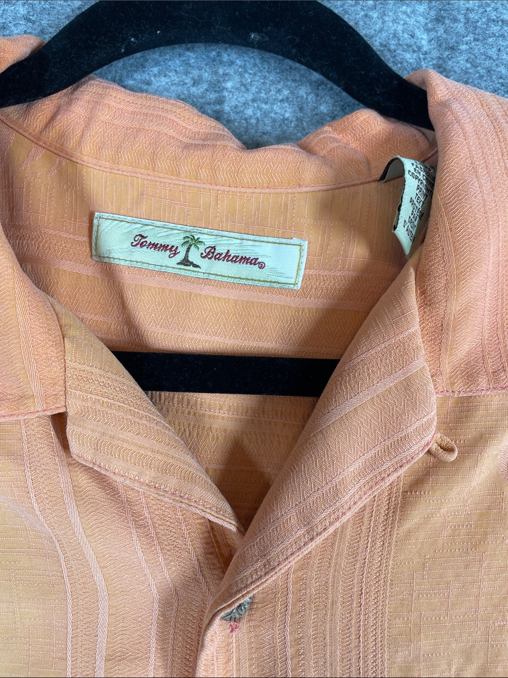 Tommy Bahama Silk Camp Shirt Peach Large Hawaiian Resort Vacation Casual - Picture 6 of 14